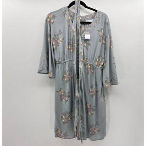 Motherhood Maternity Short Sleeve Romper Floral Fabric Tie Belt Pleated Medium